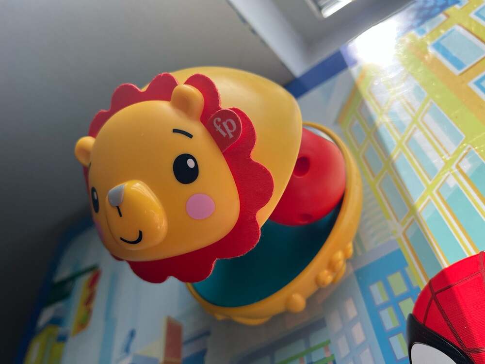 Bat & Wobble Lion Infant Sensory Toy with Rattle & Chime Sounds